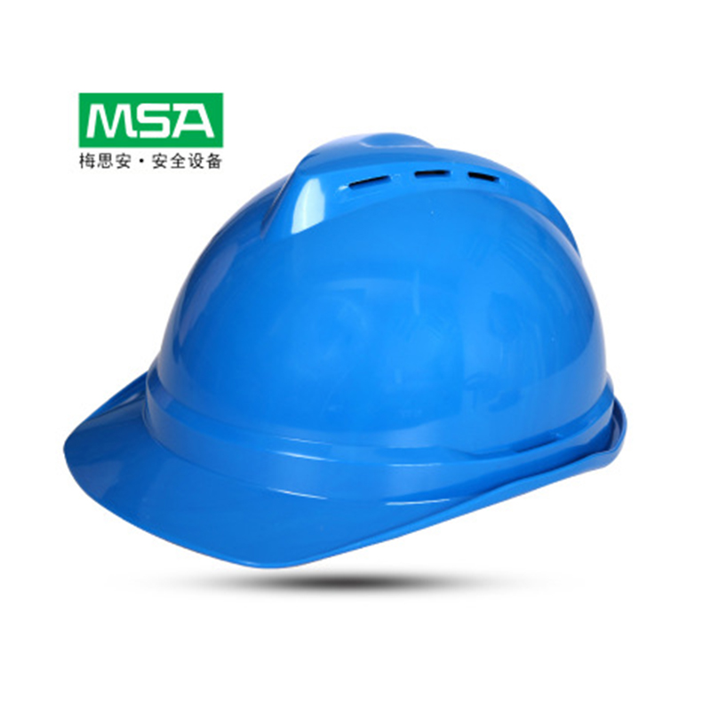 梅思安10155949湖藍豪華型無孔PE安全帽