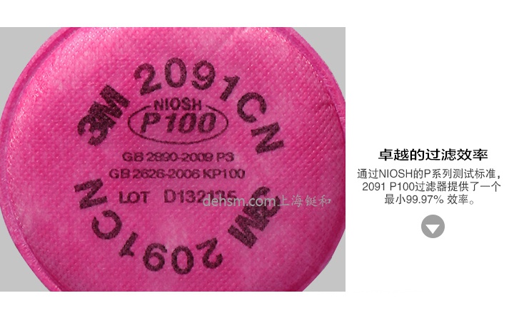 3M2091CN P100/KP100濾棉卓越的過濾效率