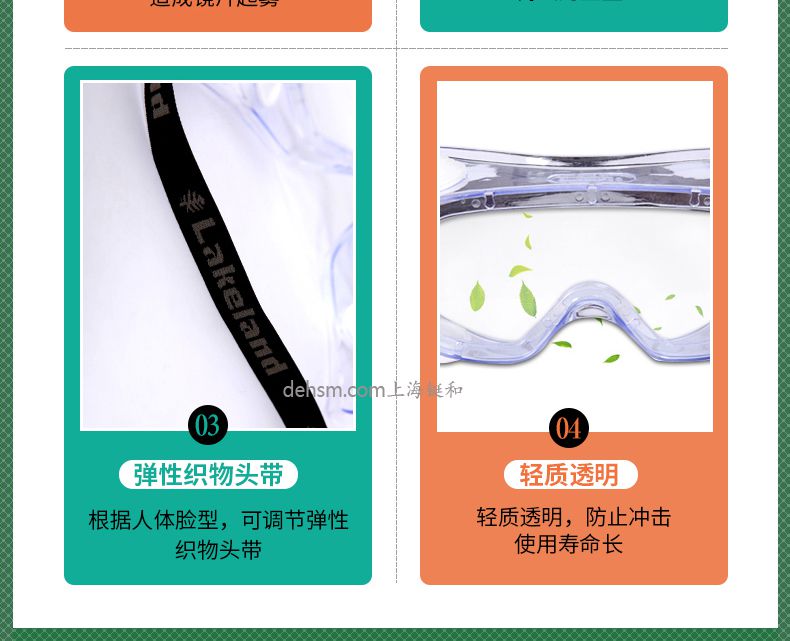 雷克蘭G1510護目鏡彈性織物頭帶，輕質透明防沖擊使用壽命長