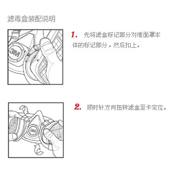 3M防毒面具濾毒盒安裝方法圖示