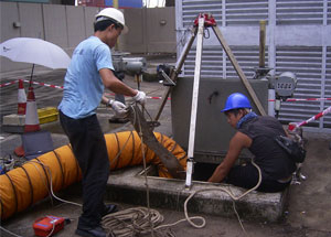 在類似化糞池的密閉空間作業