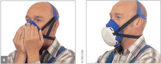 佩戴后,檢查防塵面罩密閉性