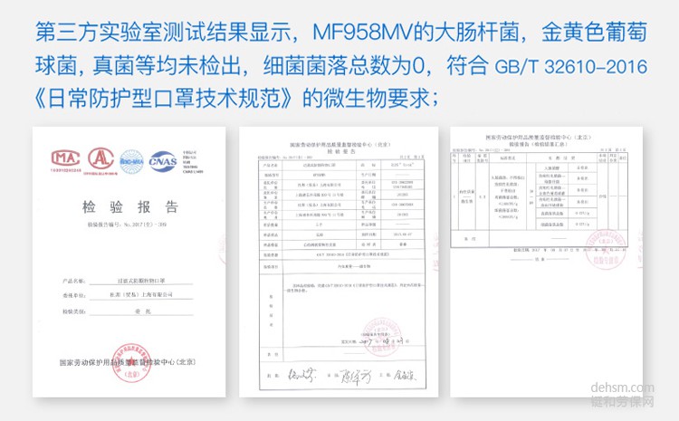 杜邦3D立體防霧霾口罩檢測報告