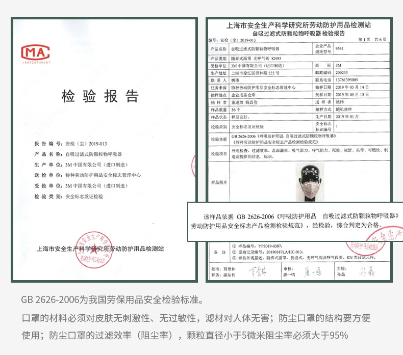 3M9541口罩檢測報(bào)告