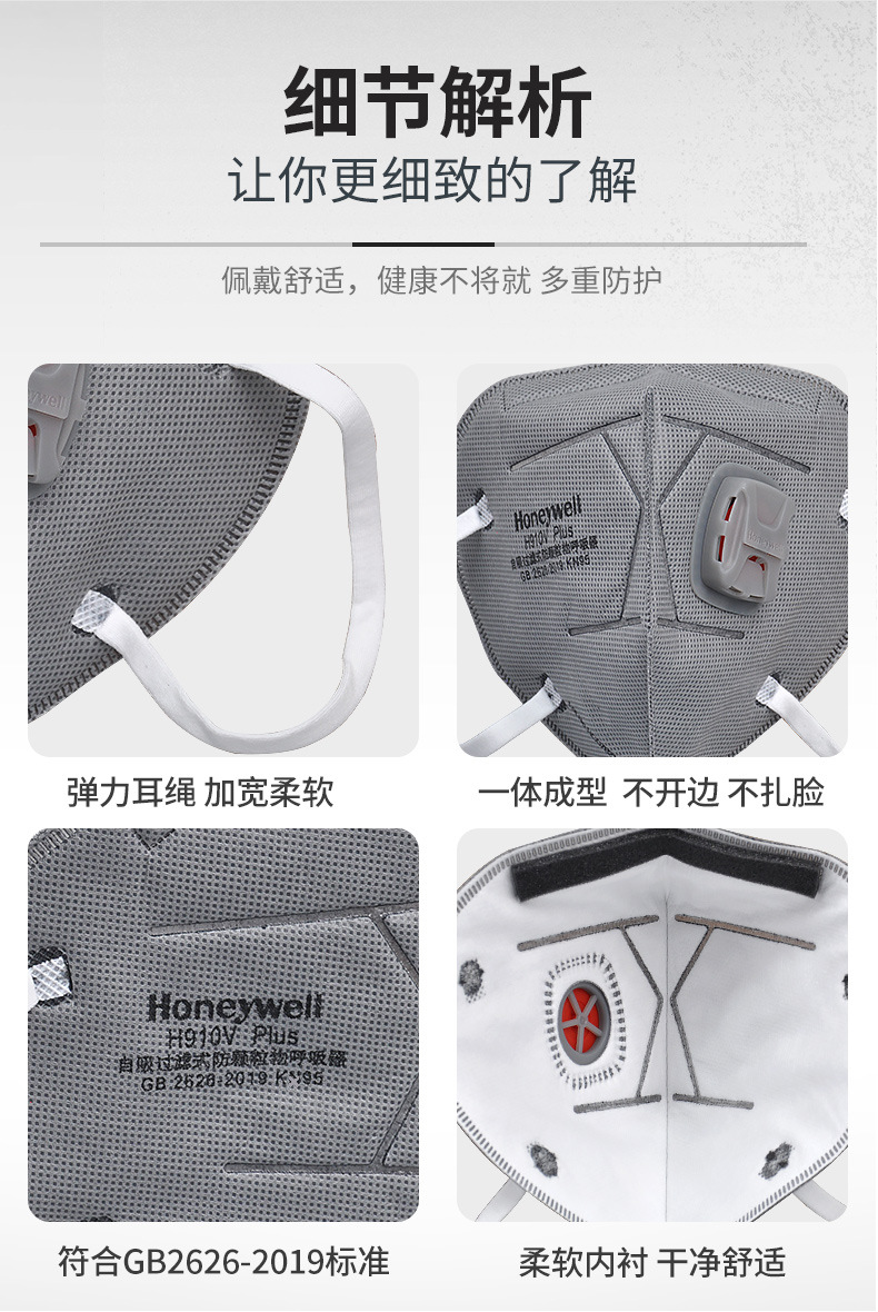 霍尼韋爾H910VPlus帶閥活性炭KN95防塵口罩H1009101CV圖片11